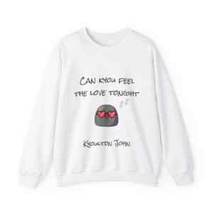 Sweatshirt with Kyou in heart-shaped glasses and the phrase "Can Kyou Feel the Love Tonight?"