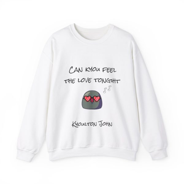 Sweatshirt with Kyou in heart-shaped glasses and the phrase "Can Kyou Feel the Love Tonight?"