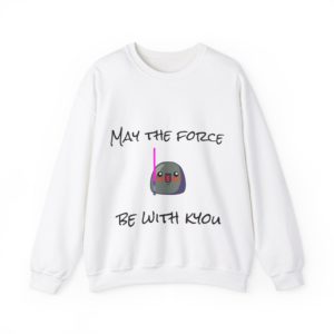 Funny "May the Force Be with Kyou" sweatshirt with a Kyou holding a laser saber