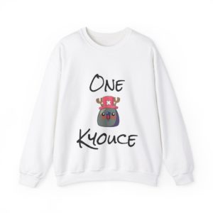 Funny "One Kyouce" sweatshirt with a Kyou wearing Chopper’s pink hat and blue nose