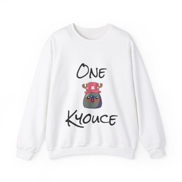 Funny "One Kyouce" sweatshirt with a Kyou wearing Chopper’s pink hat and blue nose