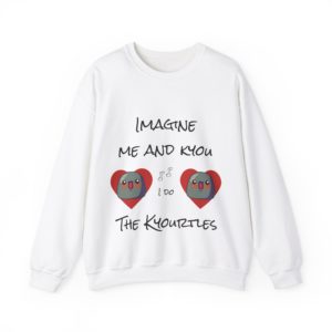 Sweatshirt with two Kyous in hearts and text "Imagine Me and Kyou… I Do"