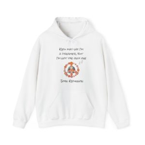 Funny "John Kyounnon" hoodie with a Kyou behind a floral peace symbol