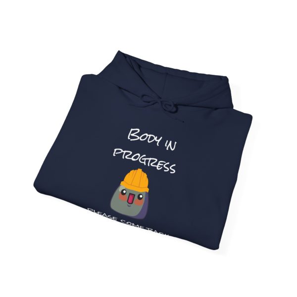 "Body in Progress, Please Come Back Later" Hoodie – Kyoubuilder Edition 🚧💛 - Image 16