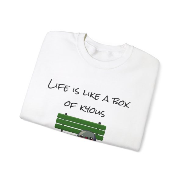 "Life Is Like a Box of Kyous" Sweatshirt – Unexpectedly Absurd 🍫🪑 - Image 3