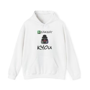 "Breaking Kyou" hoodie with a Kyou dressed like Heisenberg and green background