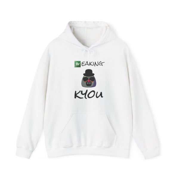 "Breaking Kyou" hoodie with a Kyou dressed like Heisenberg and green background