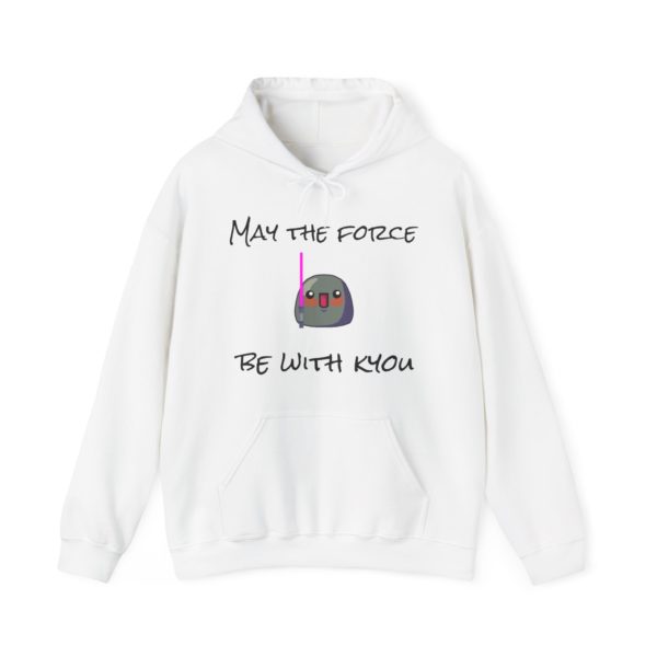 Funny "May the Force Be with Kyou" hoodie with a Kyou holding a laser saber