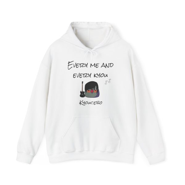 Funny "Every Me and Every Kyou" hoodie with a Kyou in a black wig and holding a guitar