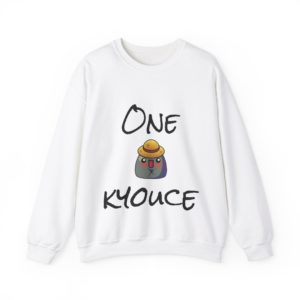 Funny "One Kyouce" sweatshirt with a Kyou wearing a straw hat and cross scar