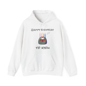 Hoodie with birthday Kyou design, whipped cream, candles, and cherry on top