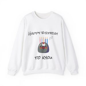 Sweatshirt with Kyou birthday design, whipped cream, cherry, and candles