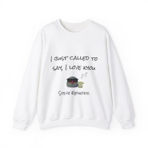 Funny "Stevie Kyounder" sweatshirt with a Kyou in sunglasses and a retro phone