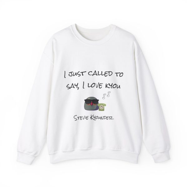 Funny "Stevie Kyounder" sweatshirt with a Kyou in sunglasses and a retro phone