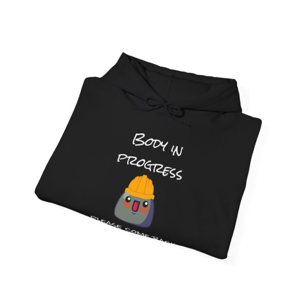 "Body in Progress, Please Come Back Later" Hoodie – Kyoubuilder Edition 🚧💛 - Image 8