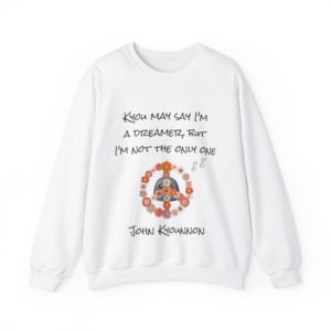 Funny "John Kyounnon" sweatshirt with a Kyou behind a floral peace symbol