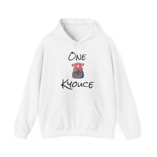 Funny "One Kyouce" hoodie with a Kyou wearing Chopper’s pink hat and blue nose