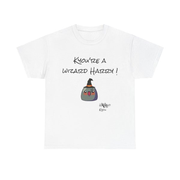 T-shirt with Kyou in wizard hat and scar saying "Kyou’re a Wizard, Harry"