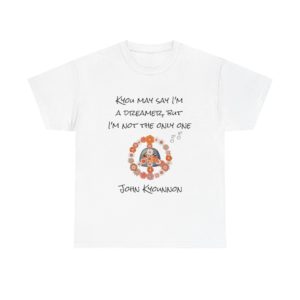 Funny "John Kyounnon" t-shirt with a Kyou and a floral peace symbol
