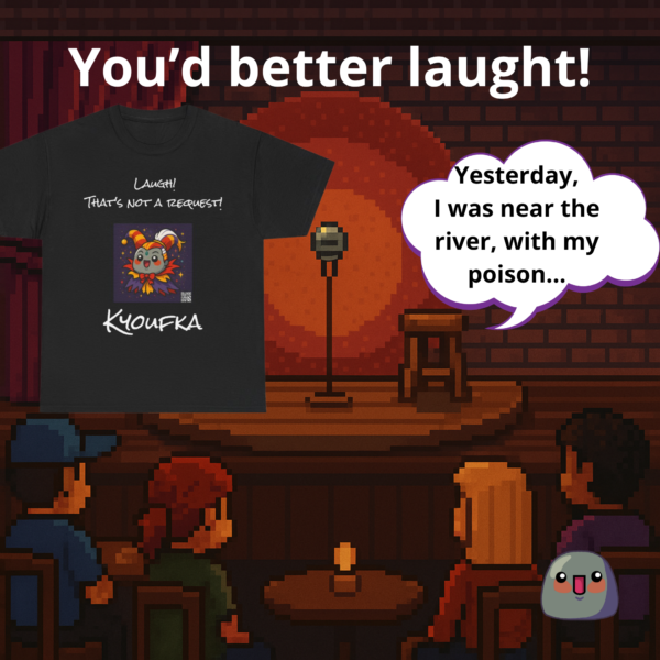 Kyoufka jester parody with QR code and villain quote